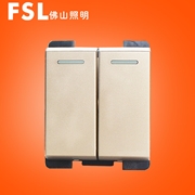 佛山照明FSL電工 S11小二位連體單/雙路極開關功能件（金色）佛照電工 FSL開關 S11金色開關