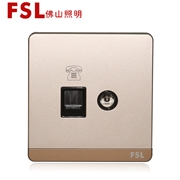 佛山照明 F11  電視插座及四線美式電話插座（金色） F11系列FSL開關 佛山電工