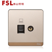 佛山照明 F11  電視插座及八線電腦信息插座（金色） F11系列FSL開關 佛山電工