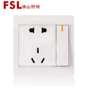 佛山開關 FSL電工  一位單極/雙極開關帶10A二三極插座 F22（白色）F22系列 佛山照明