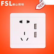 佛山照明FSL開關 F24A 二位USB+10A二三極插座(白色) F24系列 佛山電工