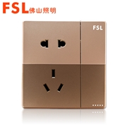 佛山照明FSL 10A一位單極/雙路開關二三插座F16（金）F16系列 FSL開關 佛山電工